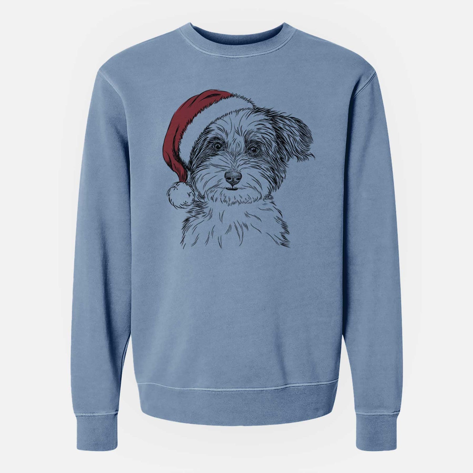 Santa Teddy the Havanese - Unisex Pigment Dyed Crew Sweatshirt
