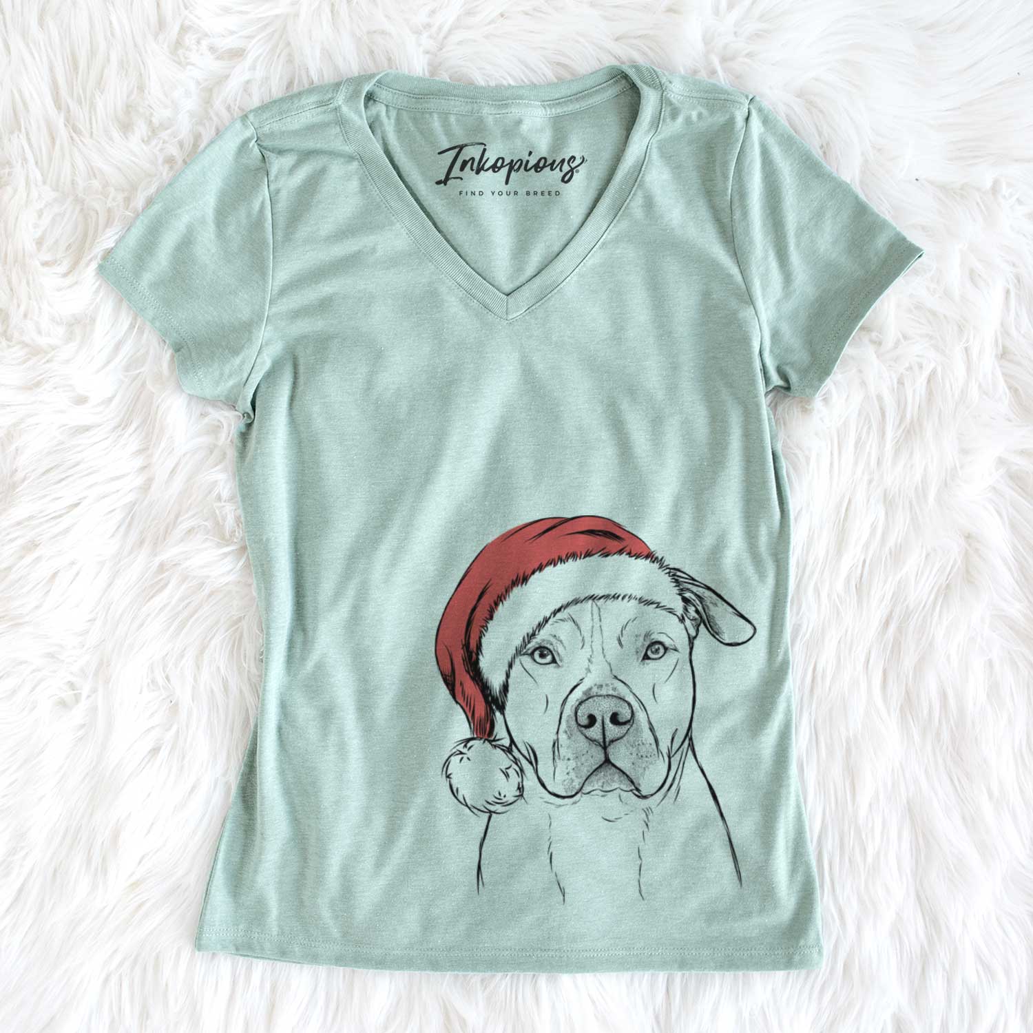 Santa Teddy Jam the Pitbull - Women's V-neck Shirt