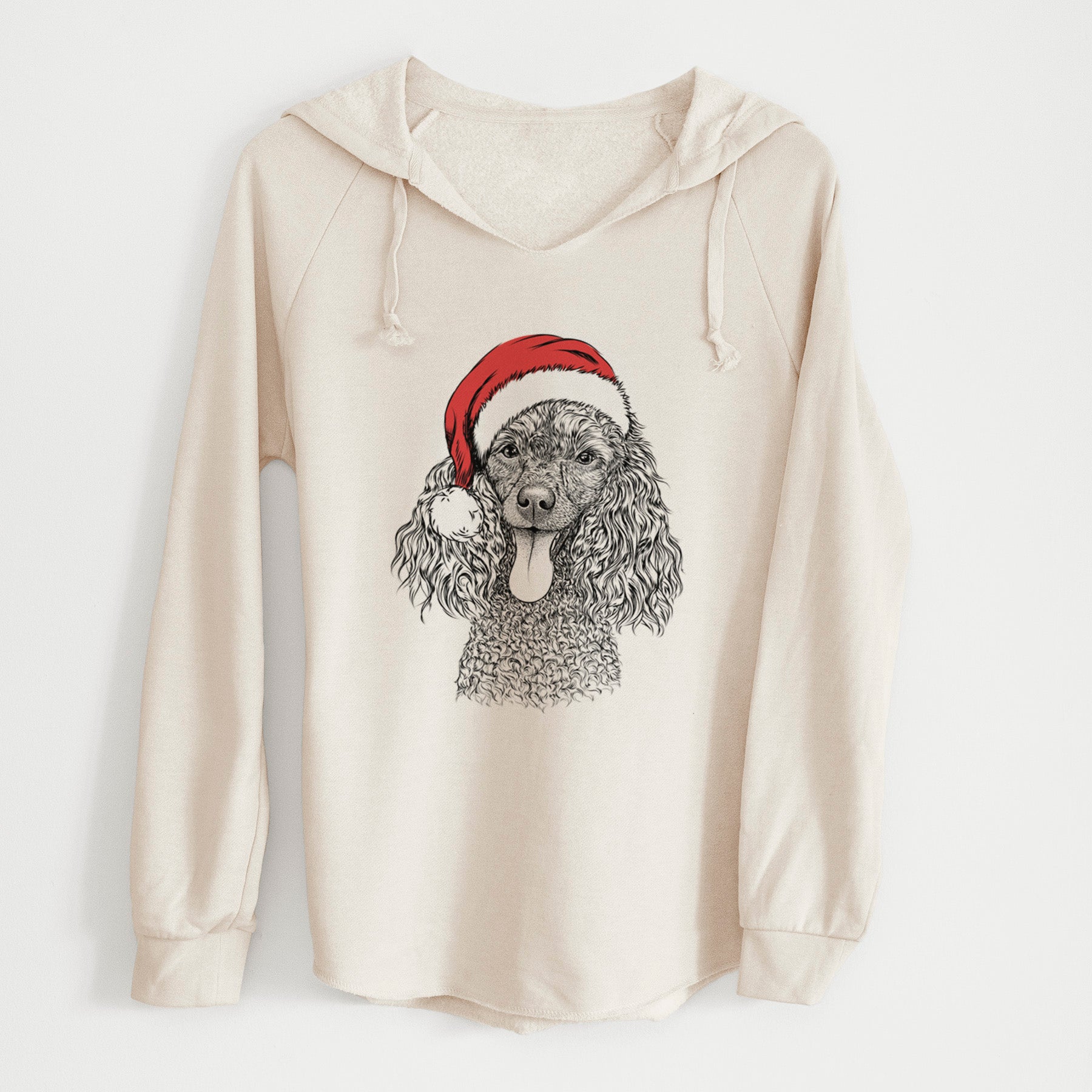 Santa Teddy the Mini Poodle - Cali Wave Hooded Sweatshirt