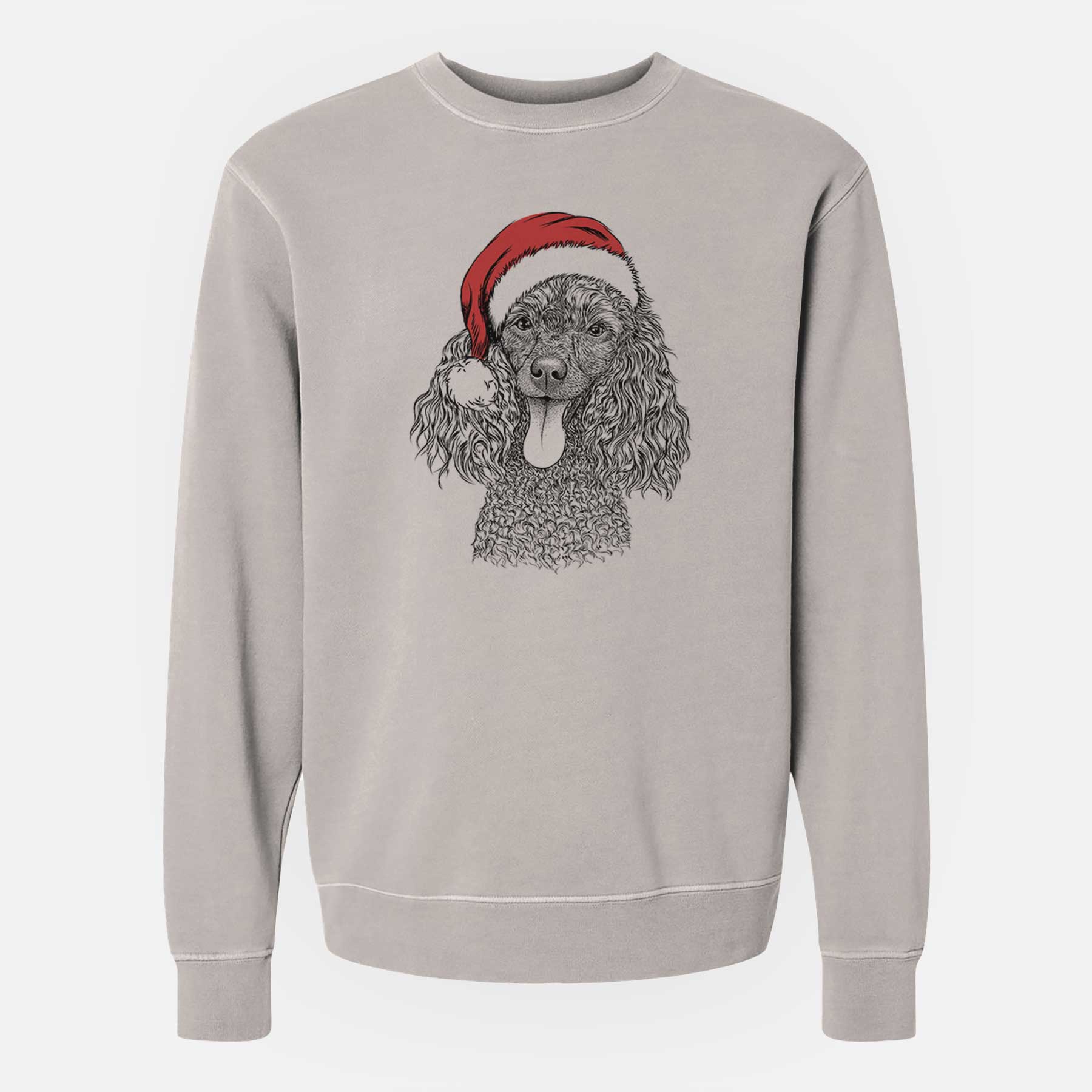 Santa Teddy the Mini Poodle - Unisex Pigment Dyed Crew Sweatshirt
