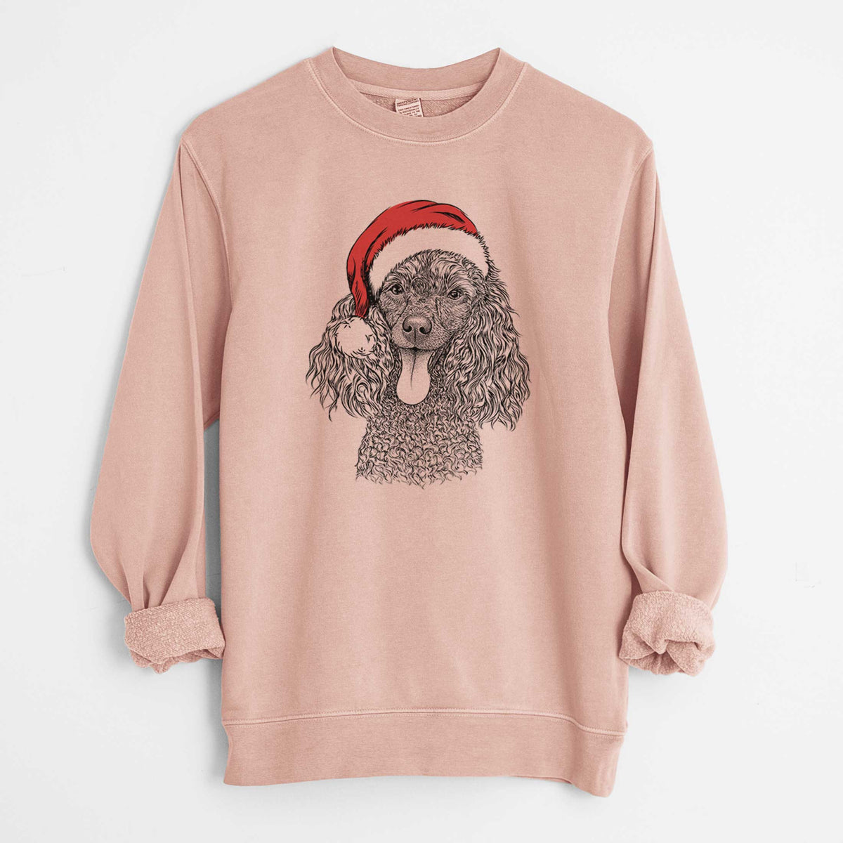 Santa Teddy the Mini Poodle - Unisex Pigment Dyed Crew Sweatshirt