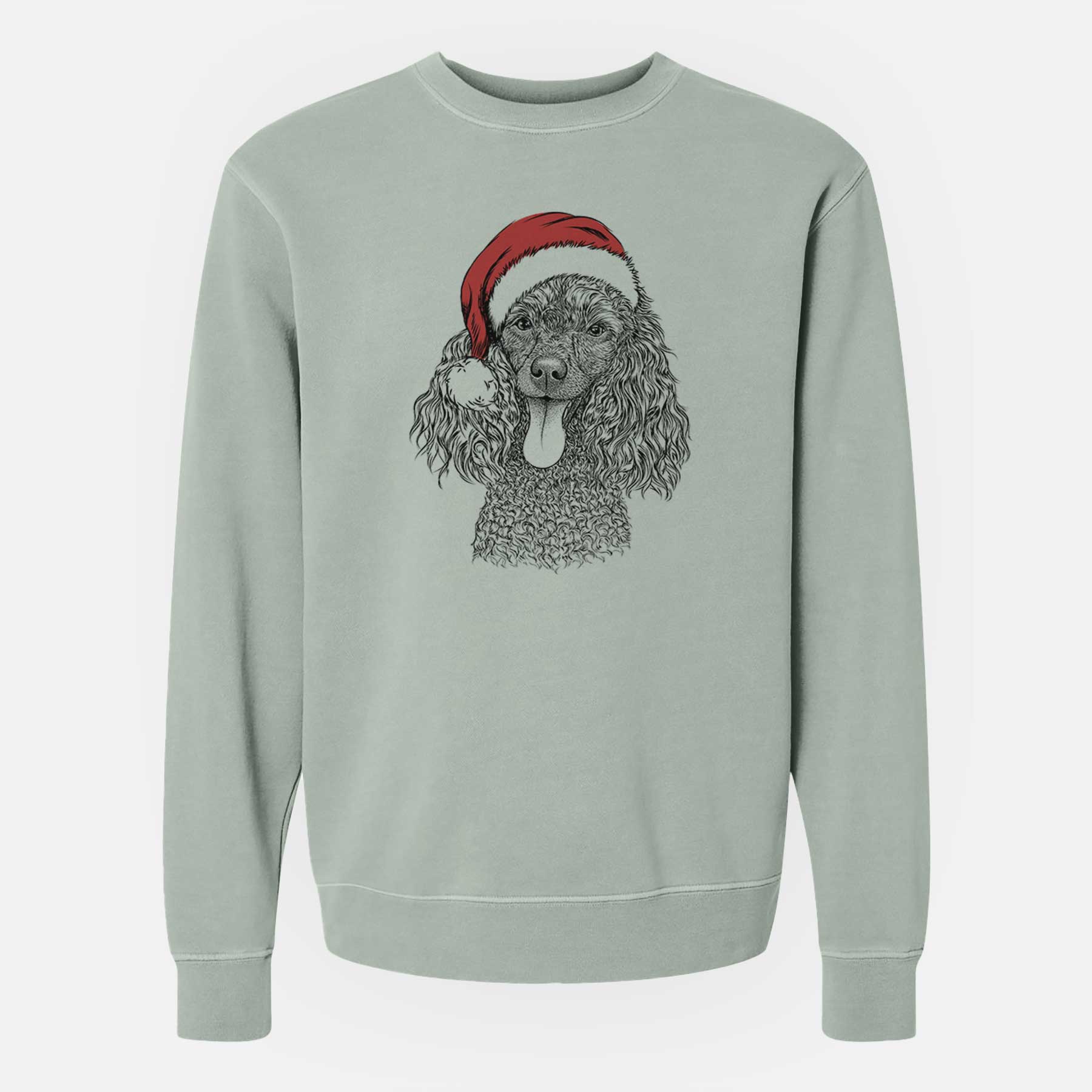 Santa Teddy the Mini Poodle - Unisex Pigment Dyed Crew Sweatshirt
