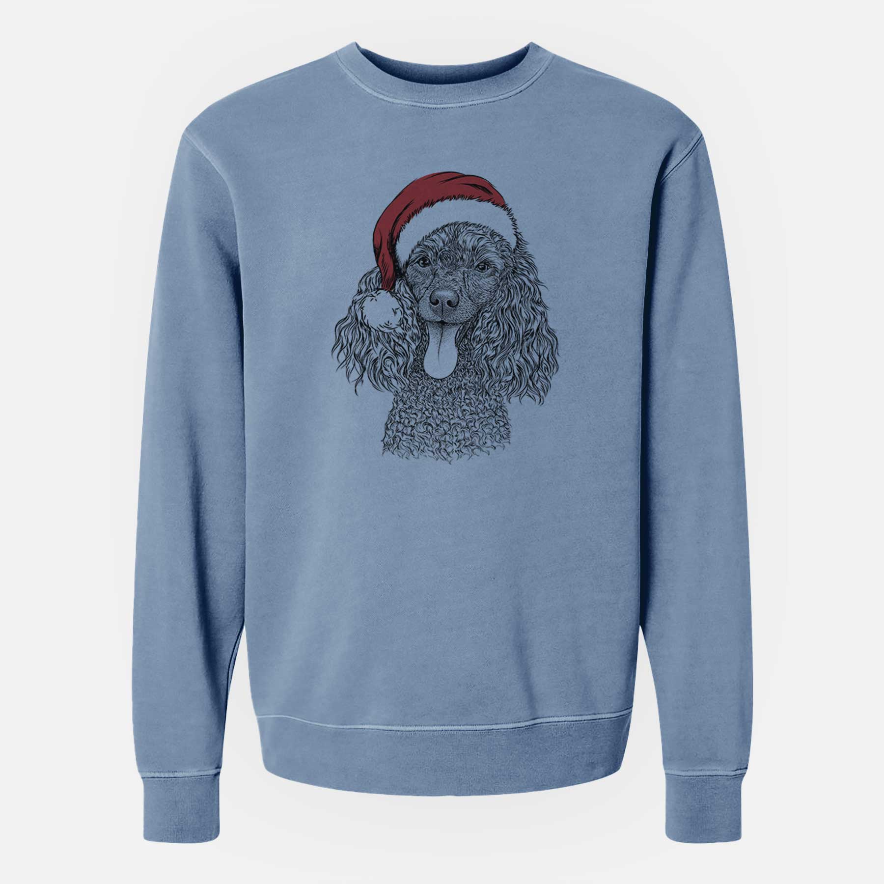 Santa Teddy the Mini Poodle - Unisex Pigment Dyed Crew Sweatshirt