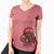 Santa Teddy the Mini Poodle - Women's V-neck Shirt