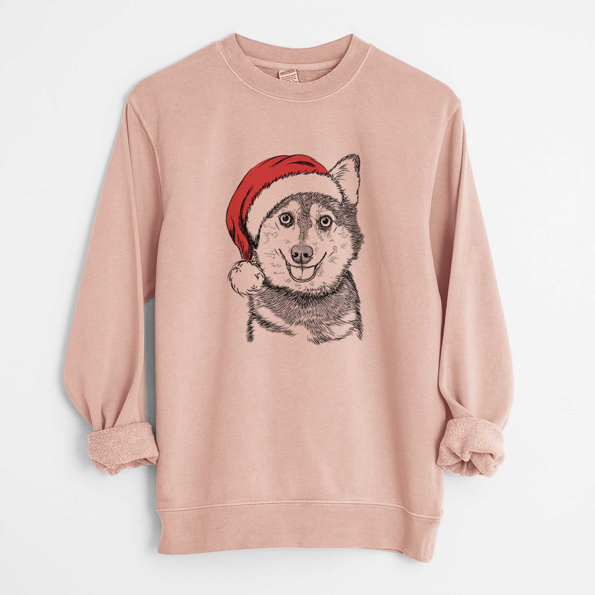 Santa Tellie the Alaskan Klee Kai - Unisex Pigment Dyed Crew Sweatshirt