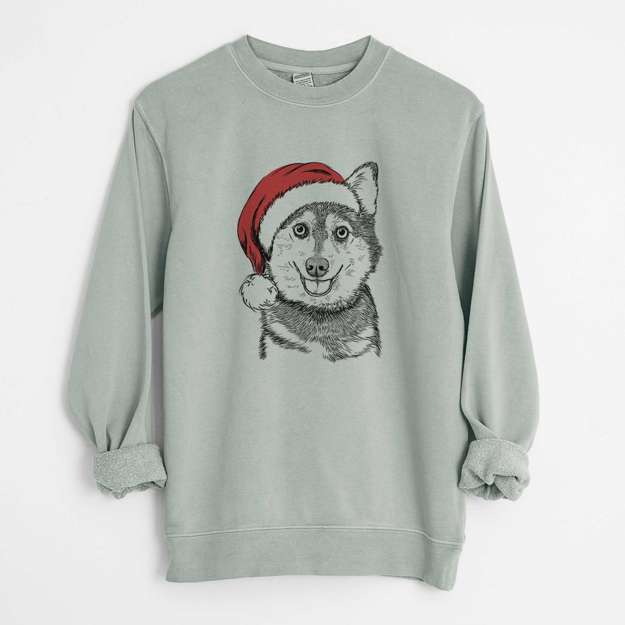 Santa Tellie the Alaskan Klee Kai - Unisex Pigment Dyed Crew Sweatshirt