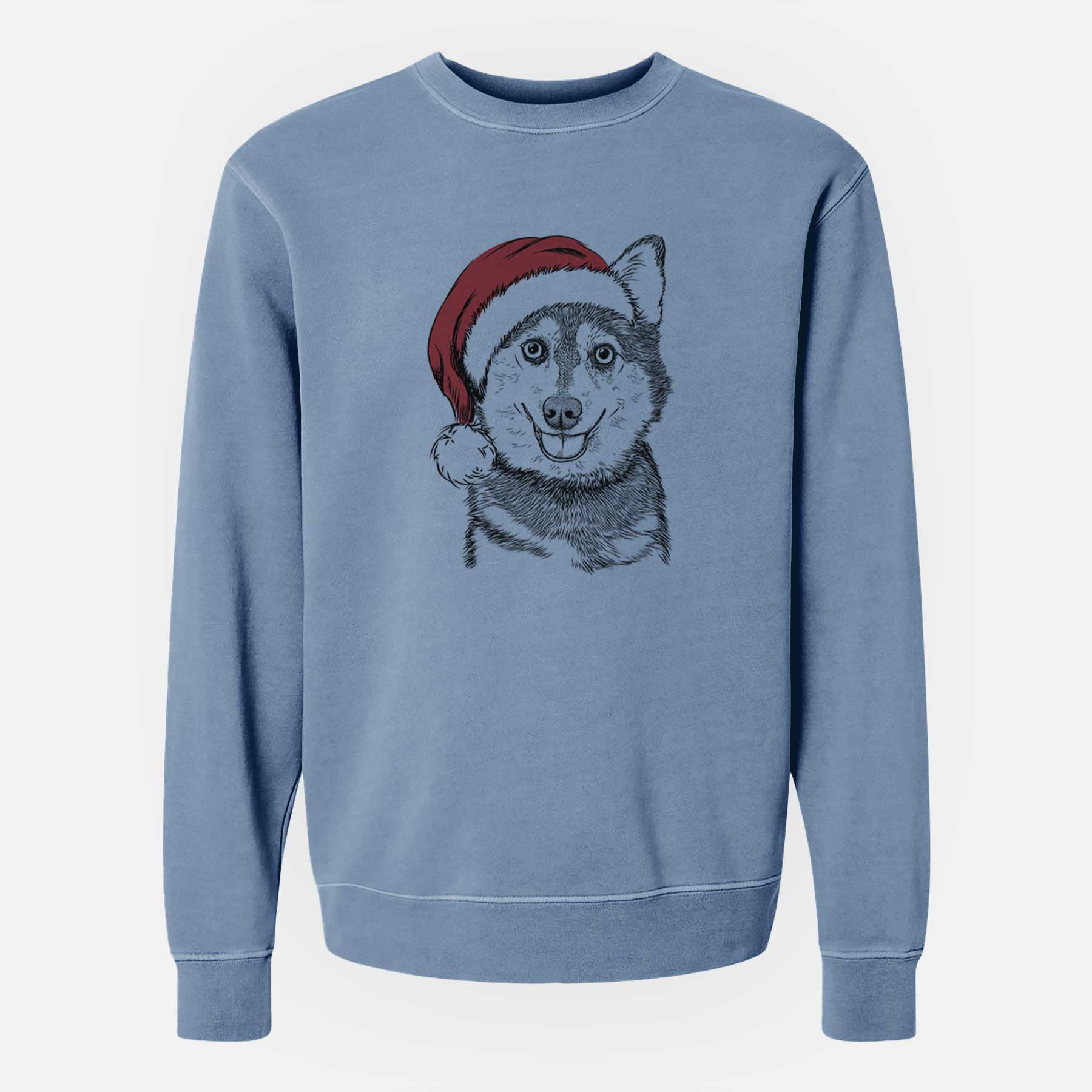 Santa Tellie the Alaskan Klee Kai - Unisex Pigment Dyed Crew Sweatshirt