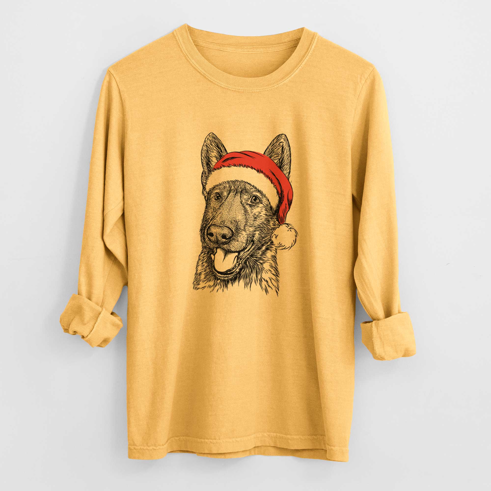 Santa Tena the German Shepherd - Heavyweight 100% Cotton Long Sleeve