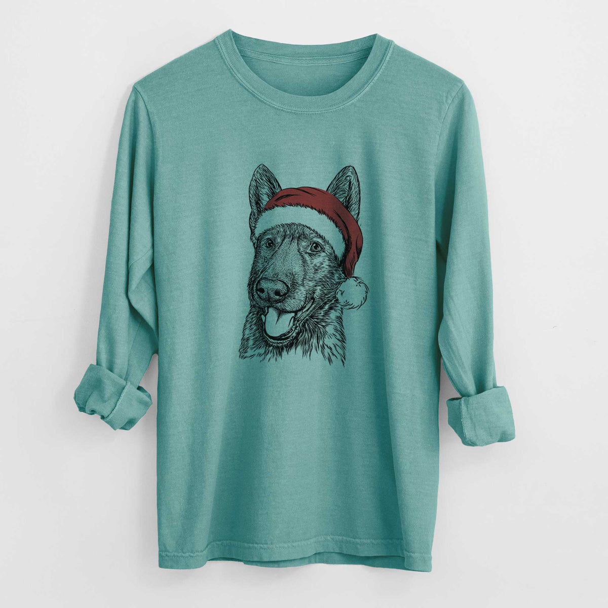 Santa Tena the German Shepherd - Heavyweight 100% Cotton Long Sleeve