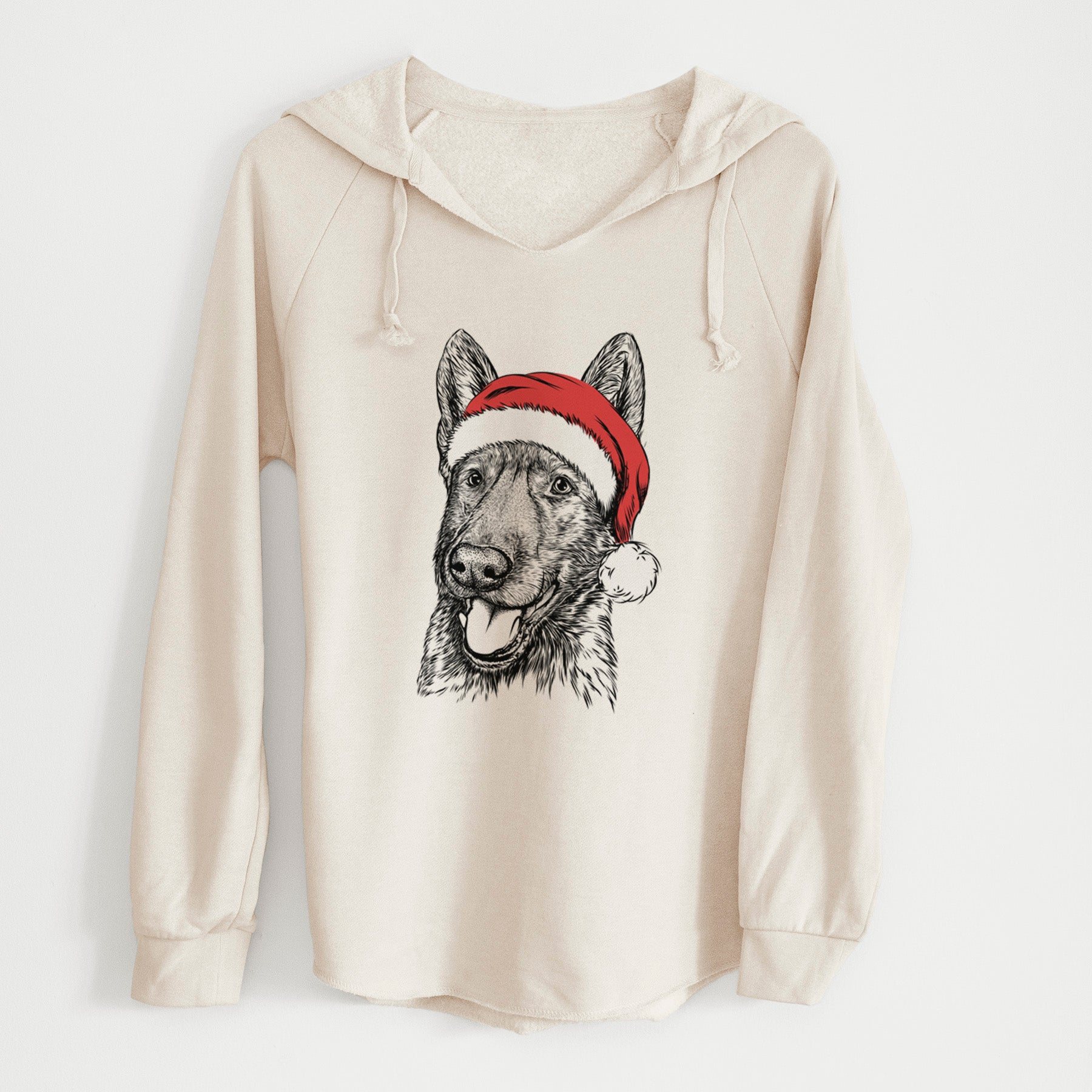 Santa Tena the German Shepherd - Cali Wave Hooded Sweatshirt