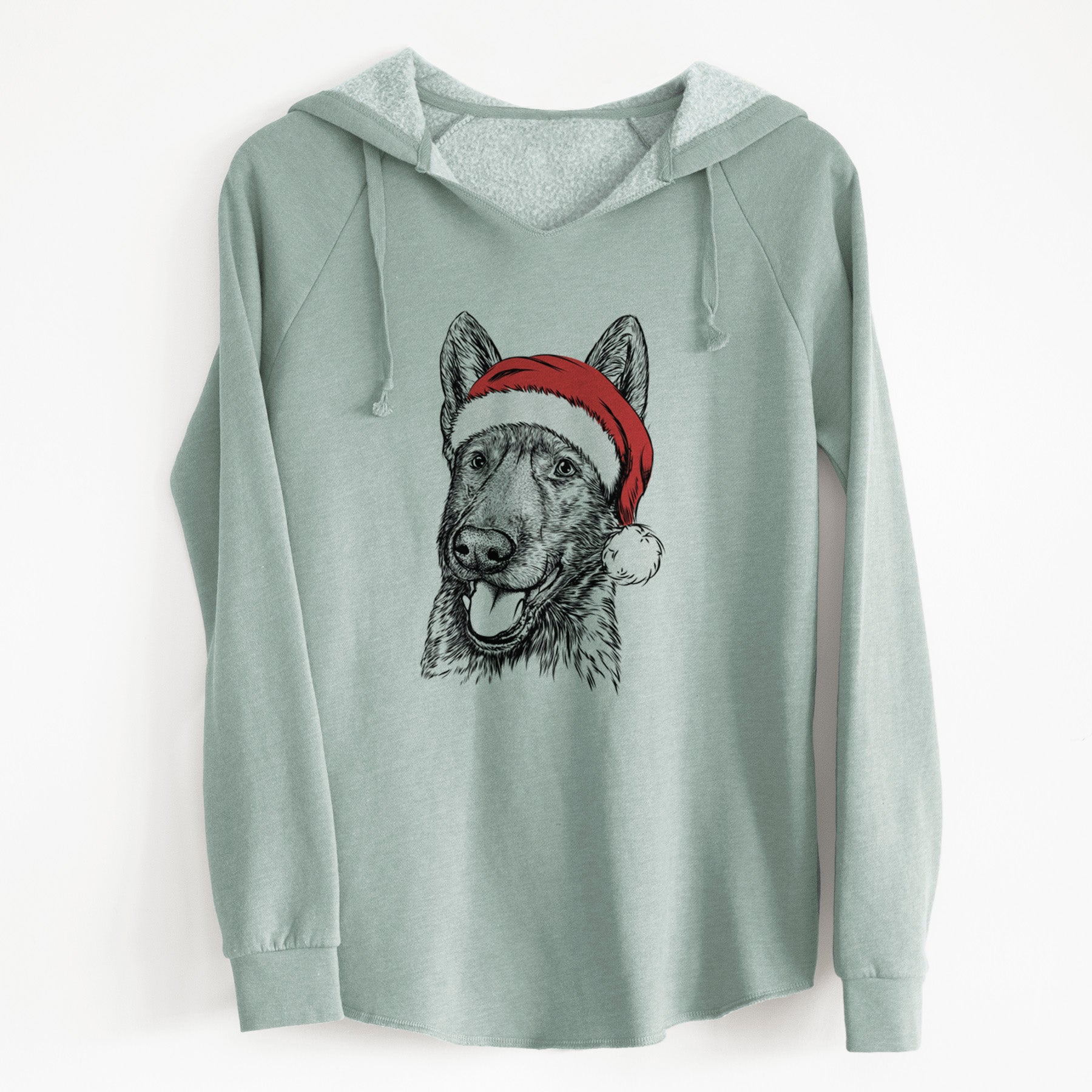 Santa Tena the German Shepherd - Cali Wave Hooded Sweatshirt