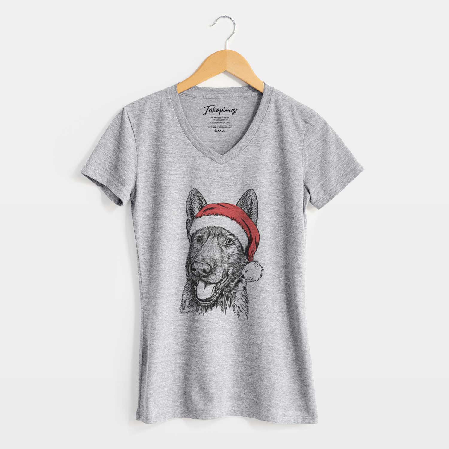 Santa Tena the German Shepherd - Women's V-neck Shirt