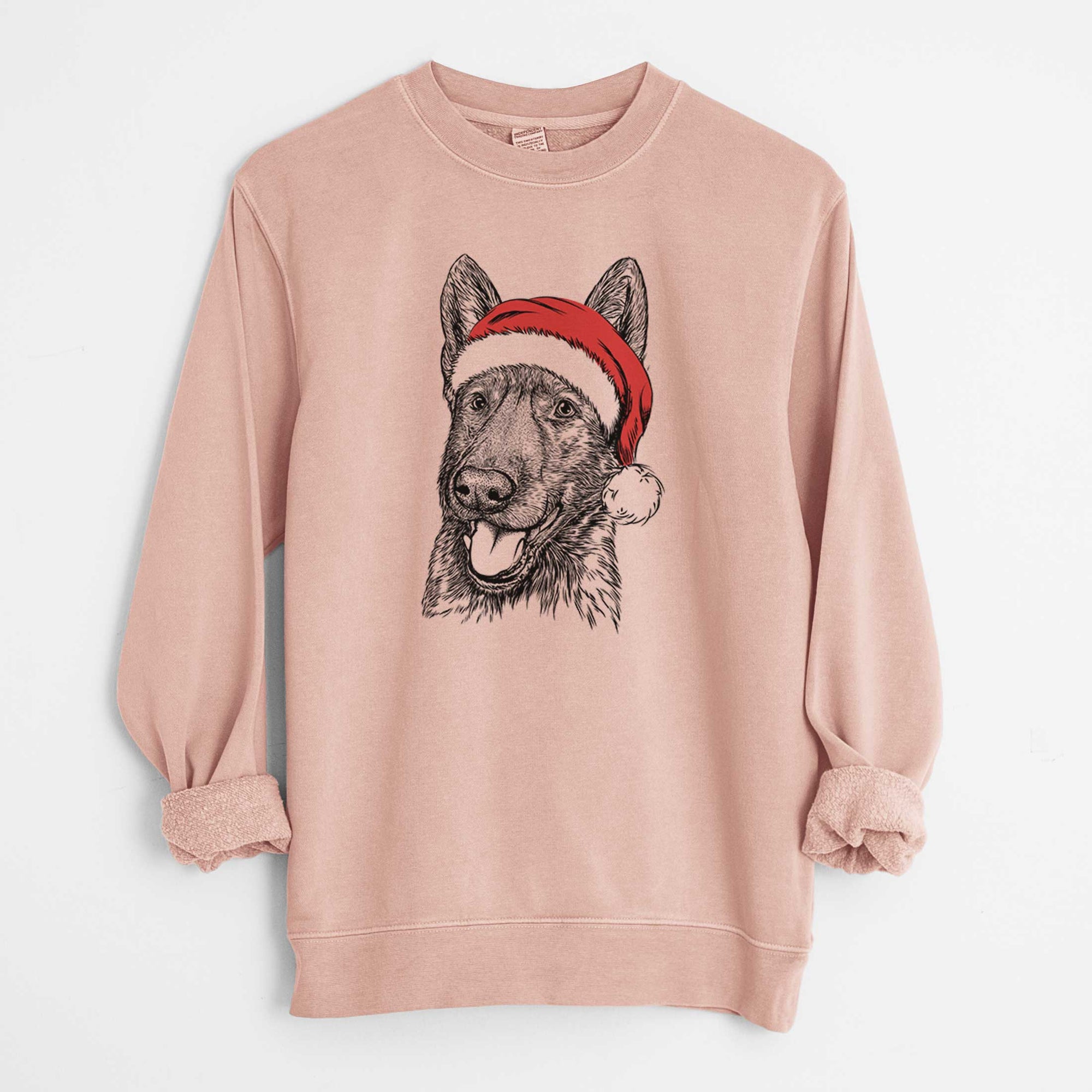 Santa Tena the German Shepherd - Unisex Pigment Dyed Crew Sweatshirt