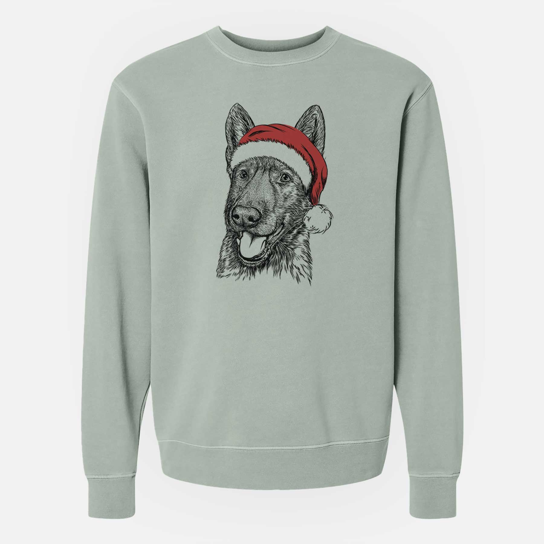 Santa Tena the German Shepherd - Unisex Pigment Dyed Crew Sweatshirt