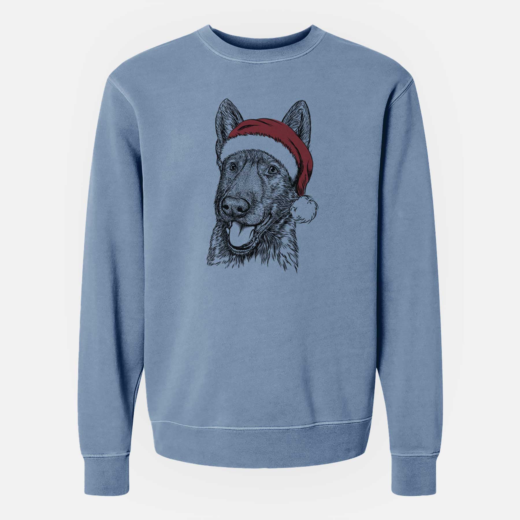 Santa Tena the German Shepherd - Unisex Pigment Dyed Crew Sweatshirt