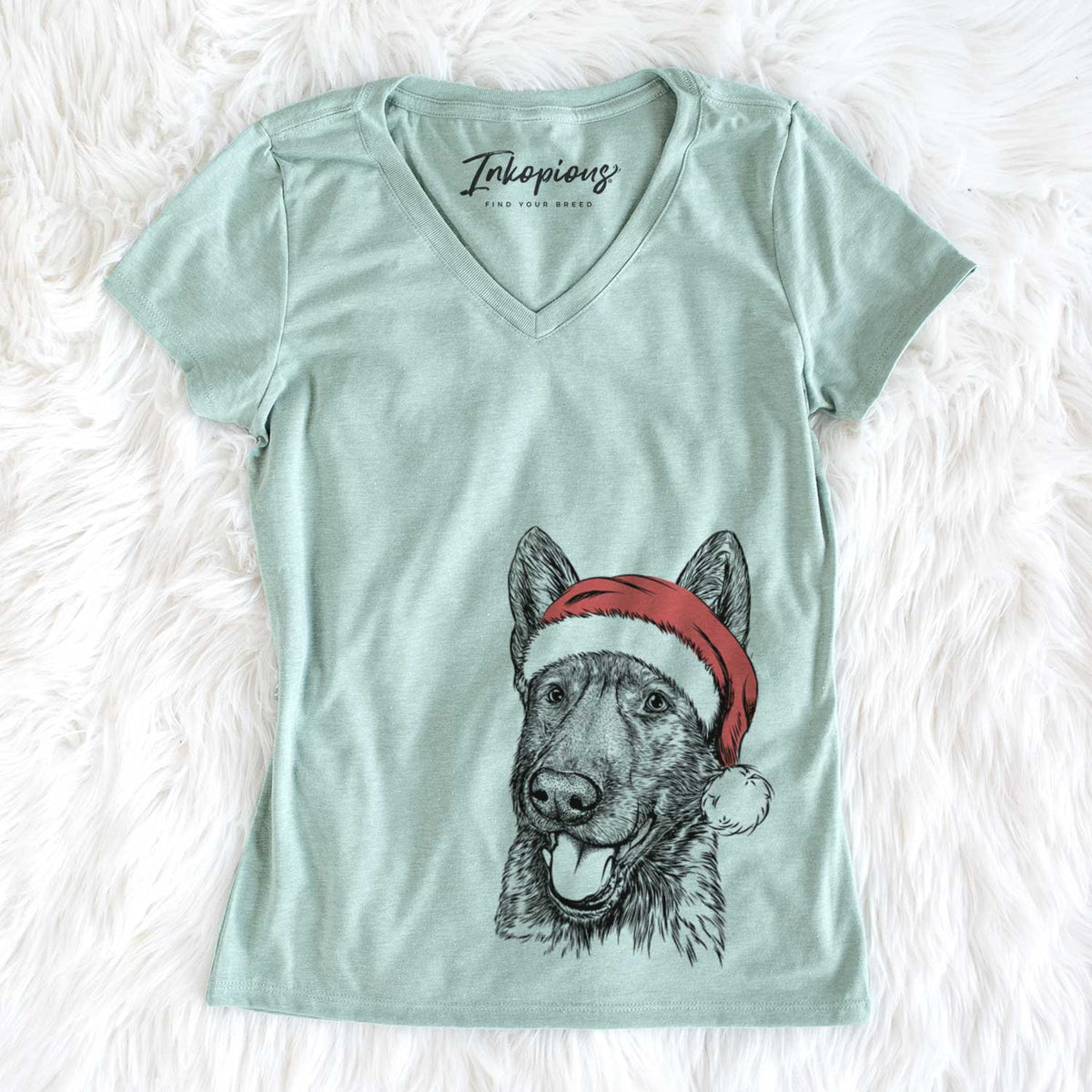 Santa Tena the German Shepherd - Women&#39;s V-neck Shirt