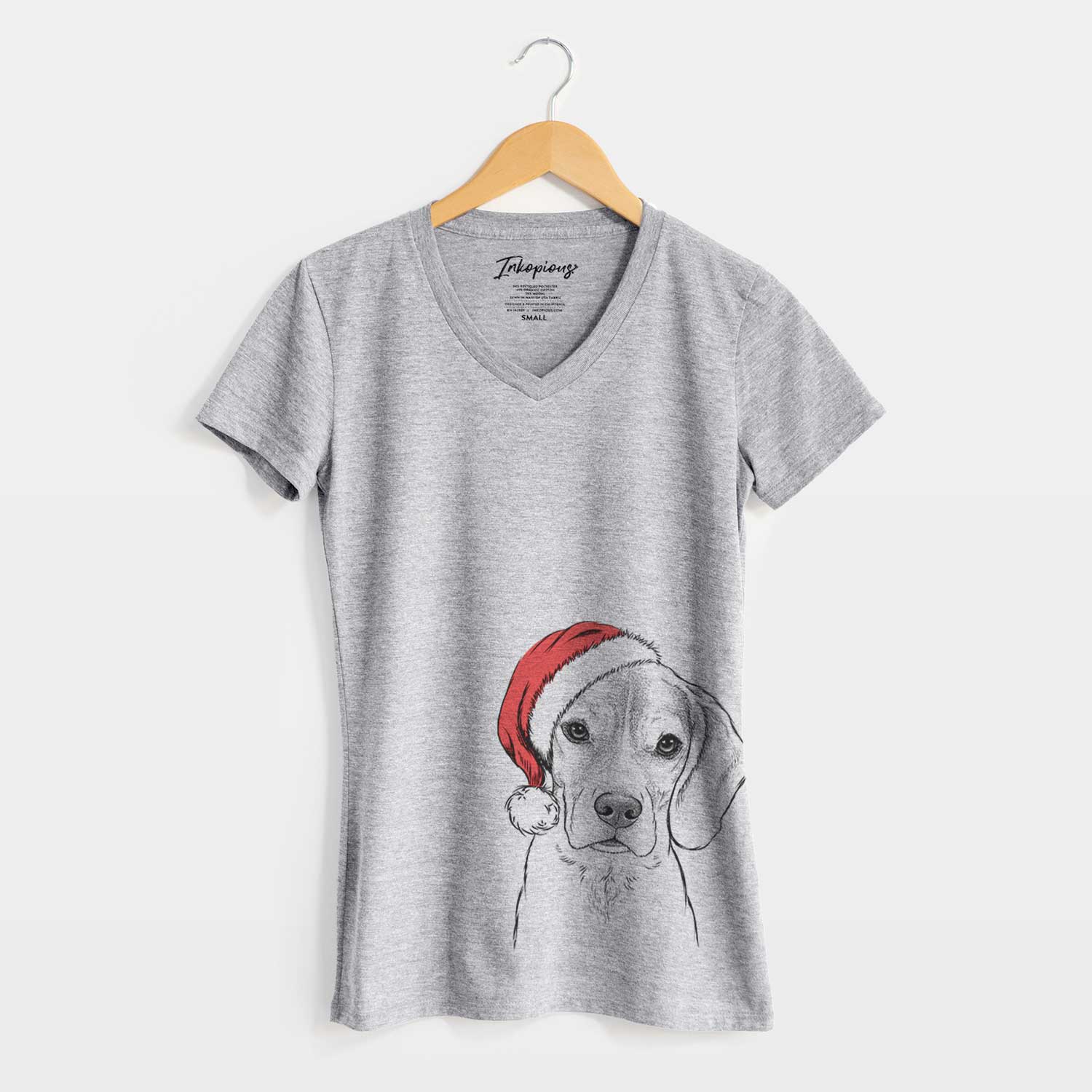 Santa Thea the Beagle - Women's V-neck Shirt