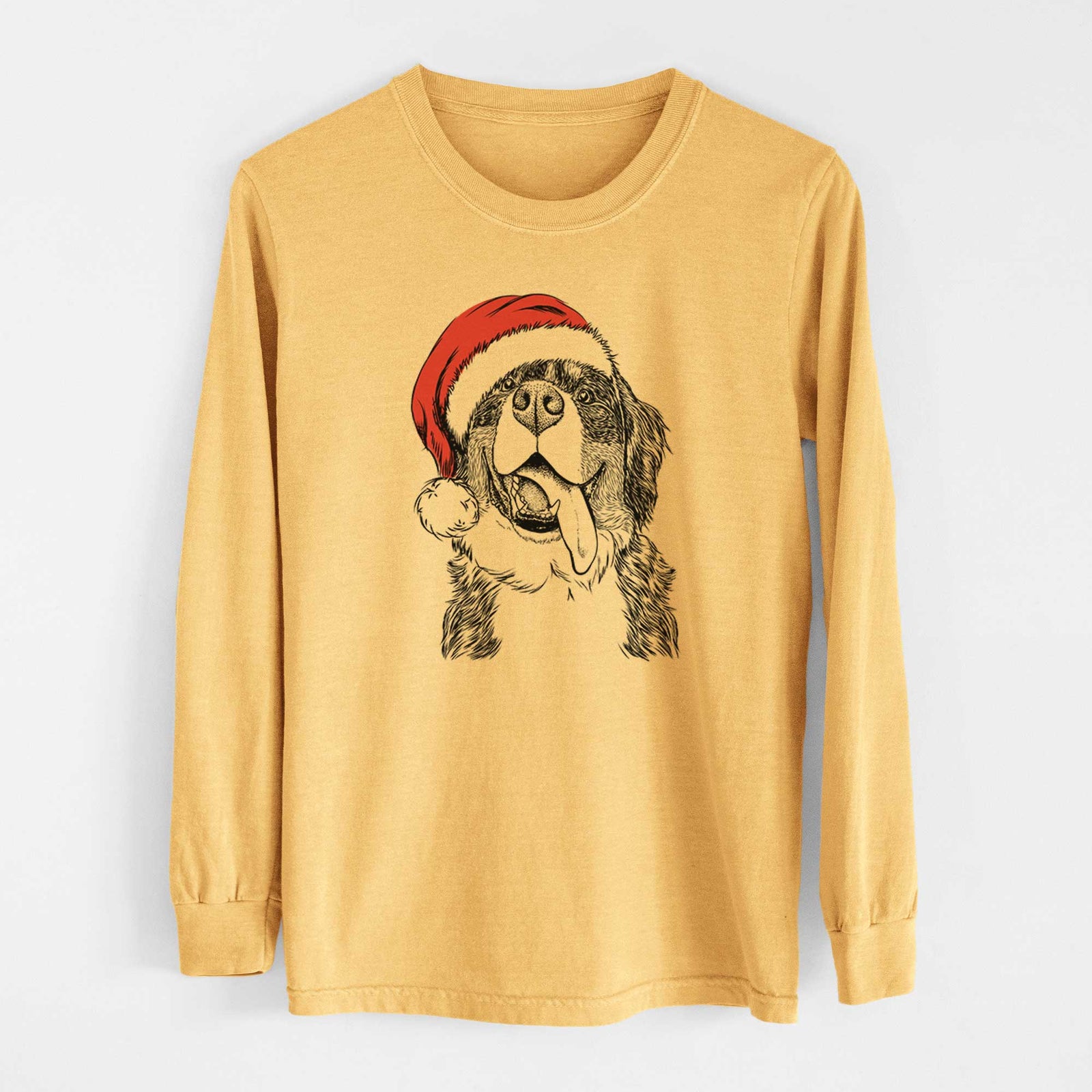 Santa Theo the Bernese Mountain Dog - Heavyweight 100% Cotton Long Sleeve