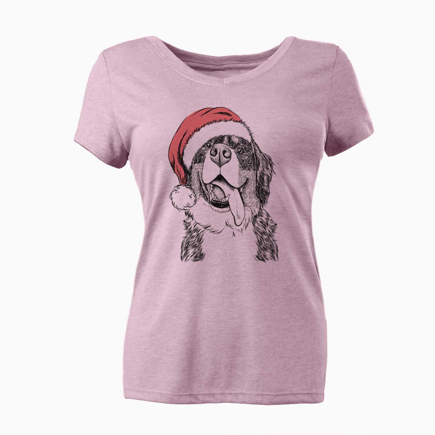 Santa Theo the Bernese Mountain Dog - Women's V-neck Shirt