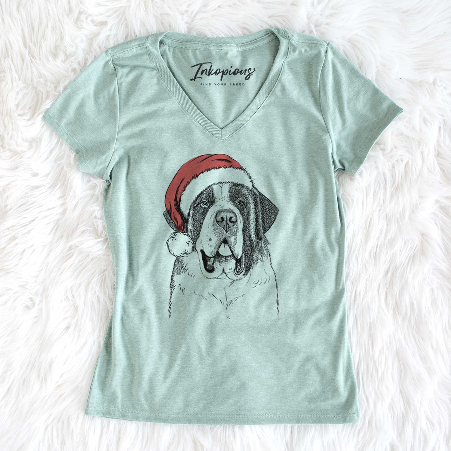 Santa Thor the Saint Bernard - Women's V-neck Shirt