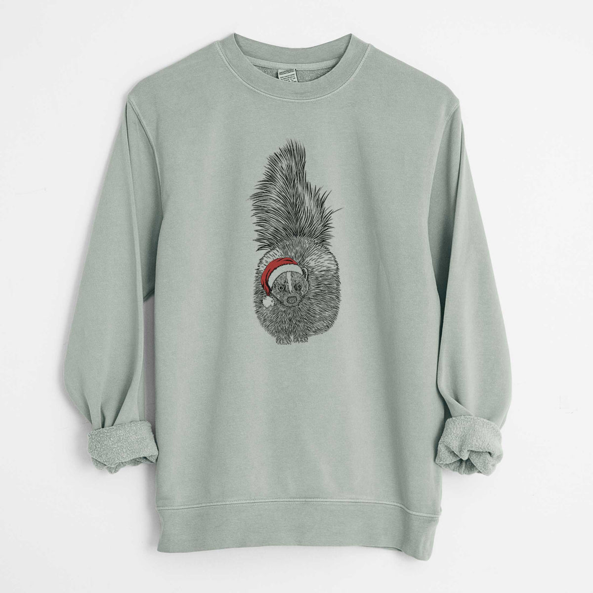 Santa Tibbs the Skunk - Unisex Pigment Dyed Crew Sweatshirt