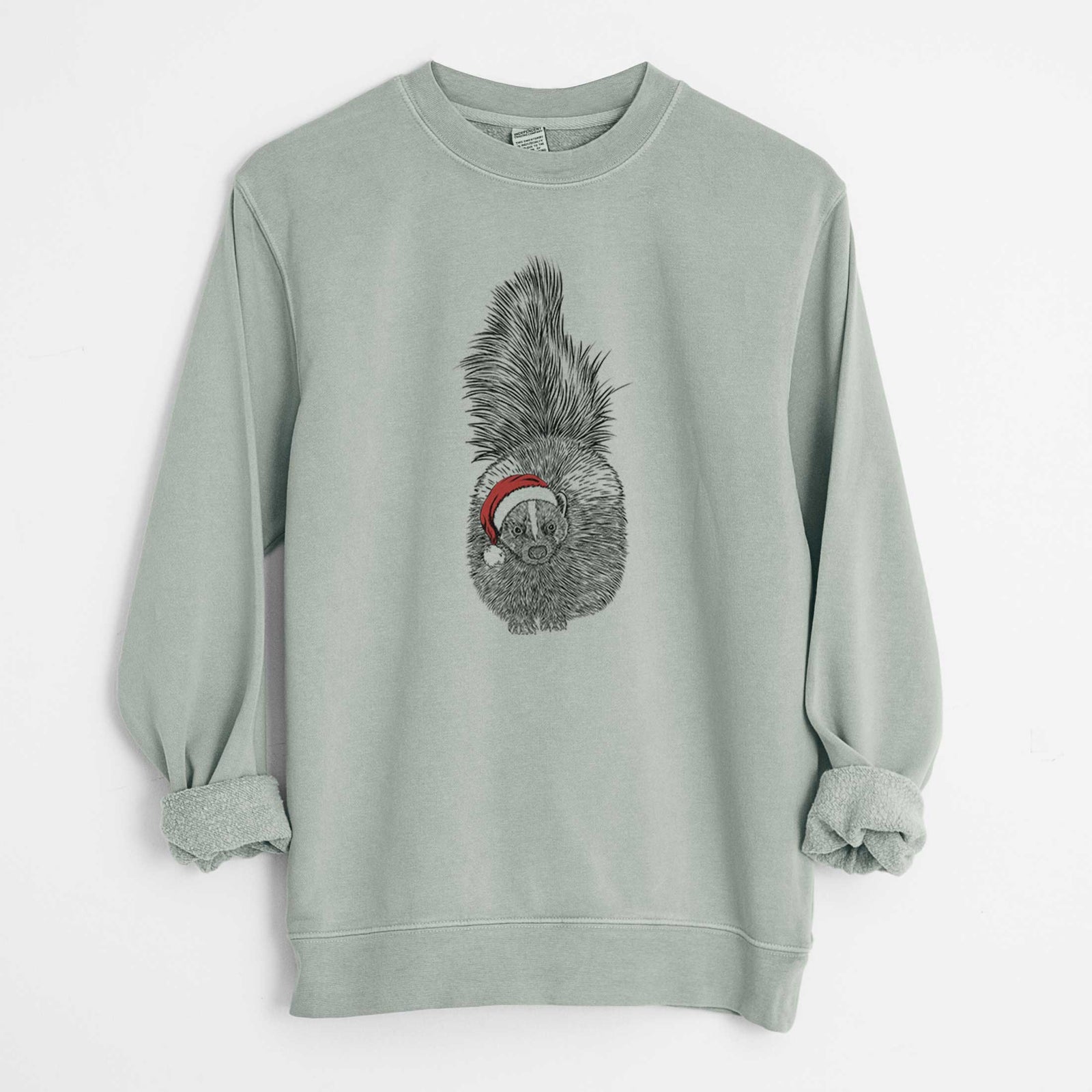Santa Tibbs the Skunk - Unisex Pigment Dyed Crew Sweatshirt