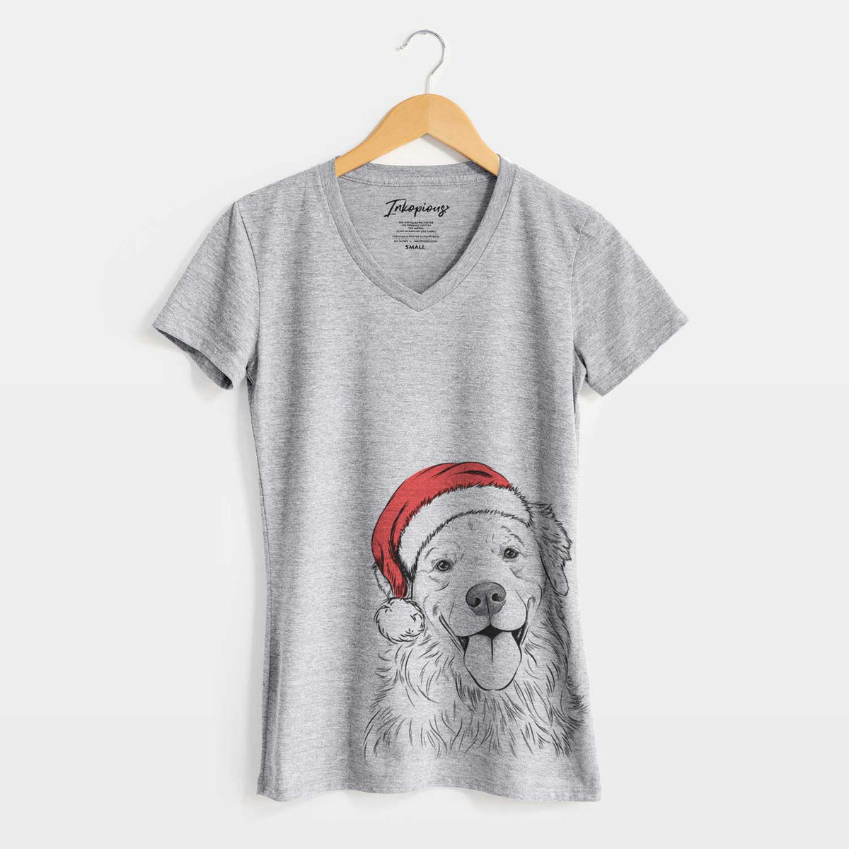 Santa Ticket the Golden Retriever - Women's V-neck Shirt