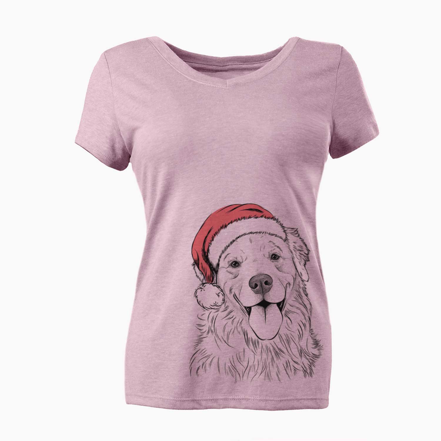 Santa Ticket the Golden Retriever - Women's V-neck Shirt