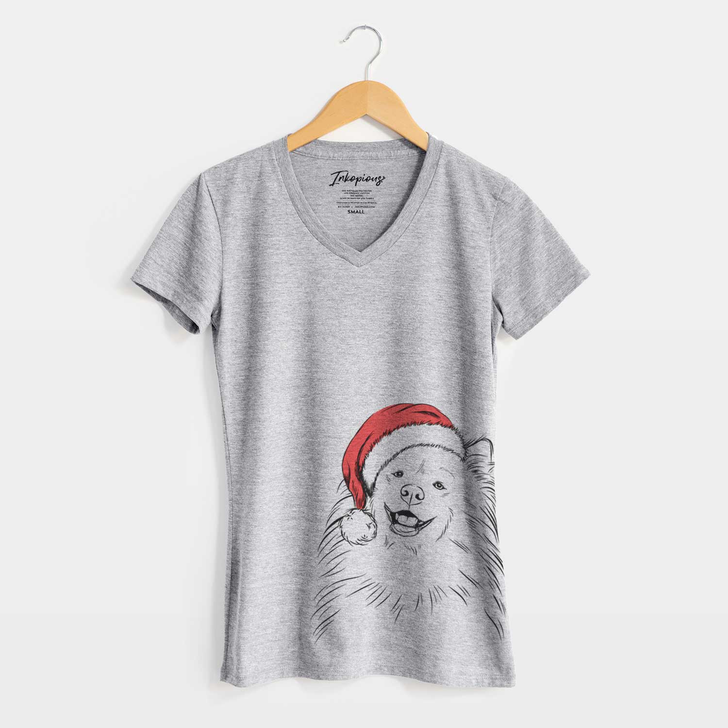 Santa Tillie the Samoyed - Women's V-neck Shirt