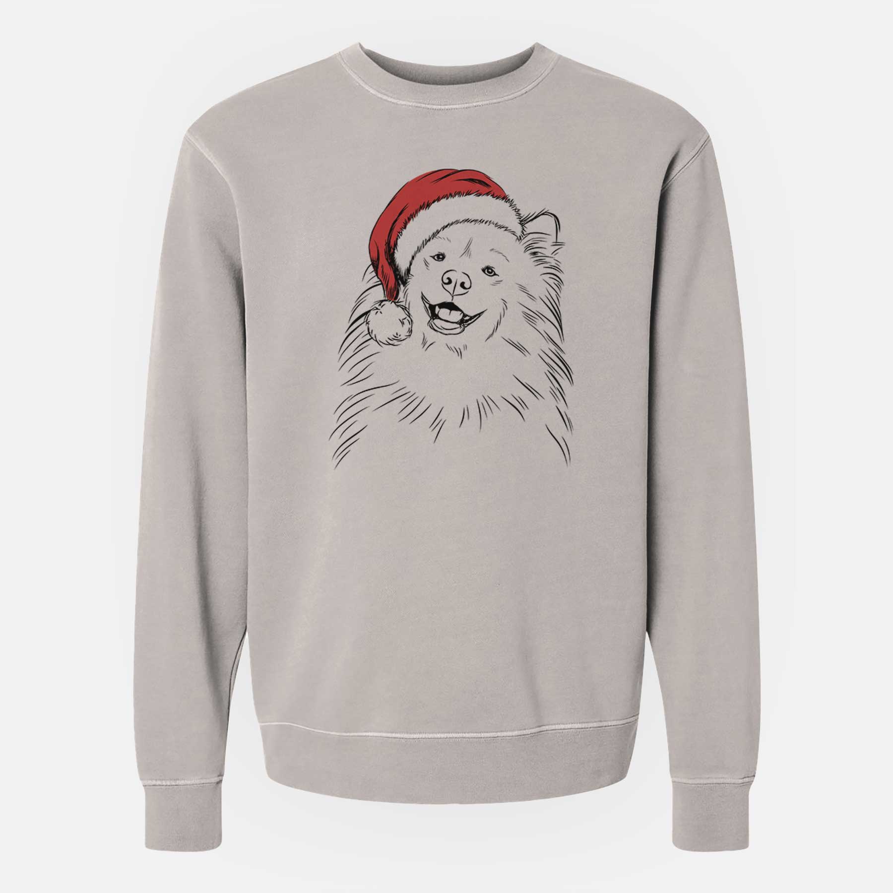 Santa Tillie the Samoyed - Unisex Pigment Dyed Crew Sweatshirt