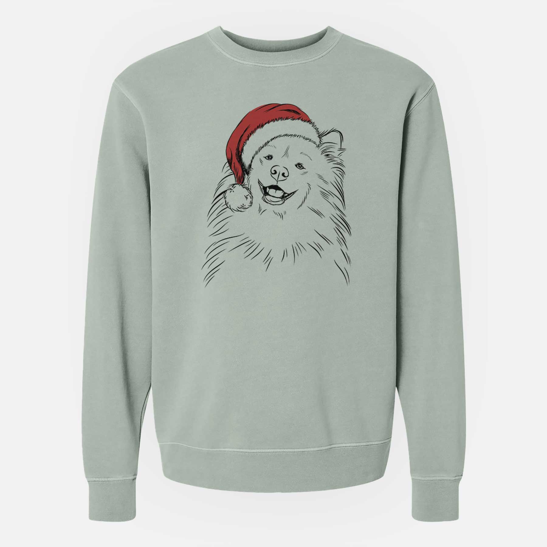 Santa Tillie the Samoyed - Unisex Pigment Dyed Crew Sweatshirt