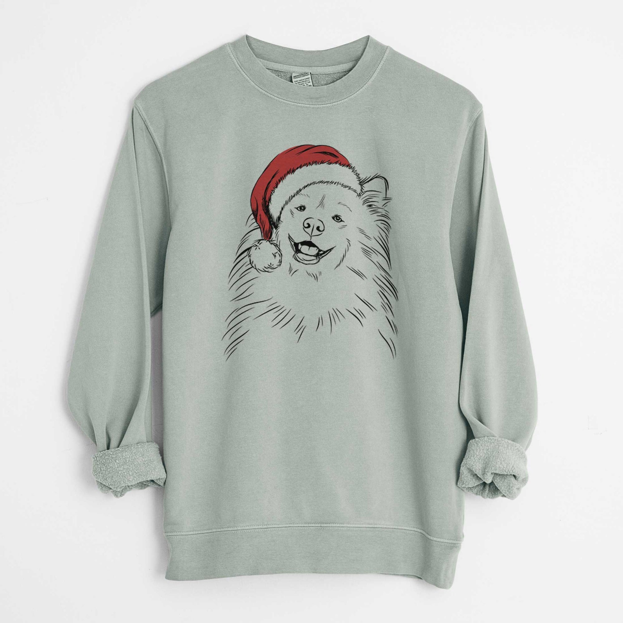 Santa Tillie the Samoyed - Unisex Pigment Dyed Crew Sweatshirt