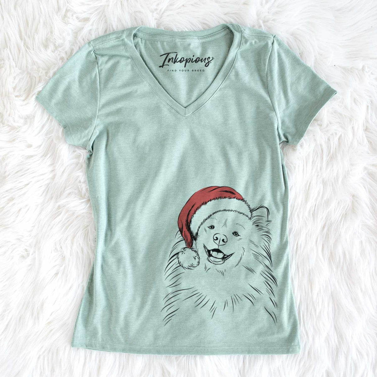 Santa Tillie the Samoyed - Women&#39;s V-neck Shirt