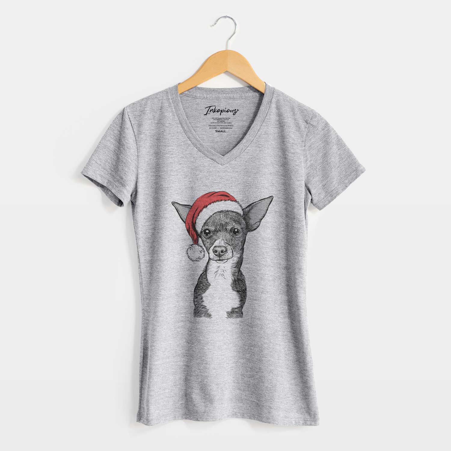 Santa Tiny Archie the Mixed Breed - Women's V-neck Shirt