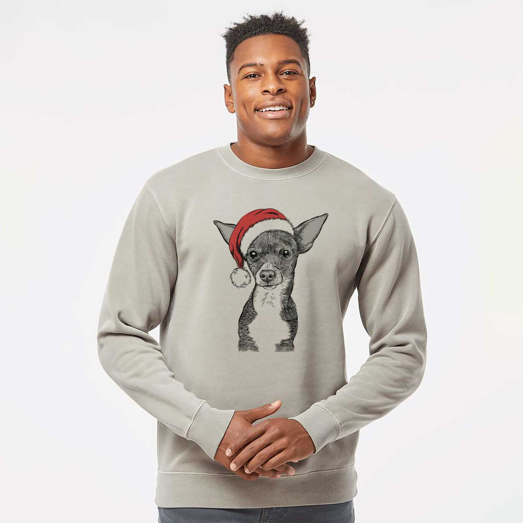 Santa Tiny Archie the Mixed Breed - Unisex Pigment Dyed Crew Sweatshirt