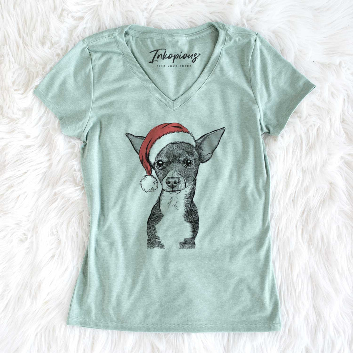 Santa Tiny Archie the Mixed Breed - Women's V-neck Shirt