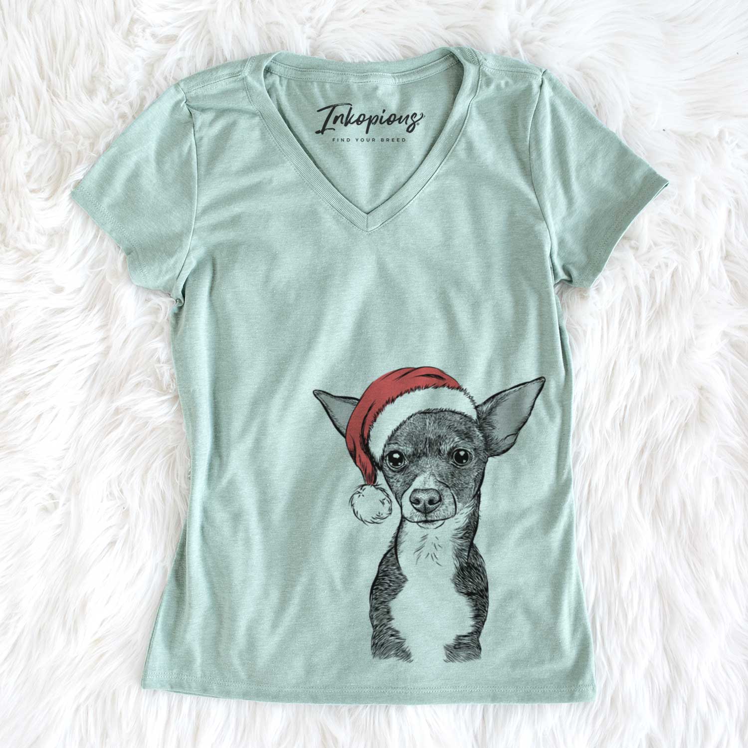 Santa Tiny Archie the Mixed Breed - Women's V-neck Shirt