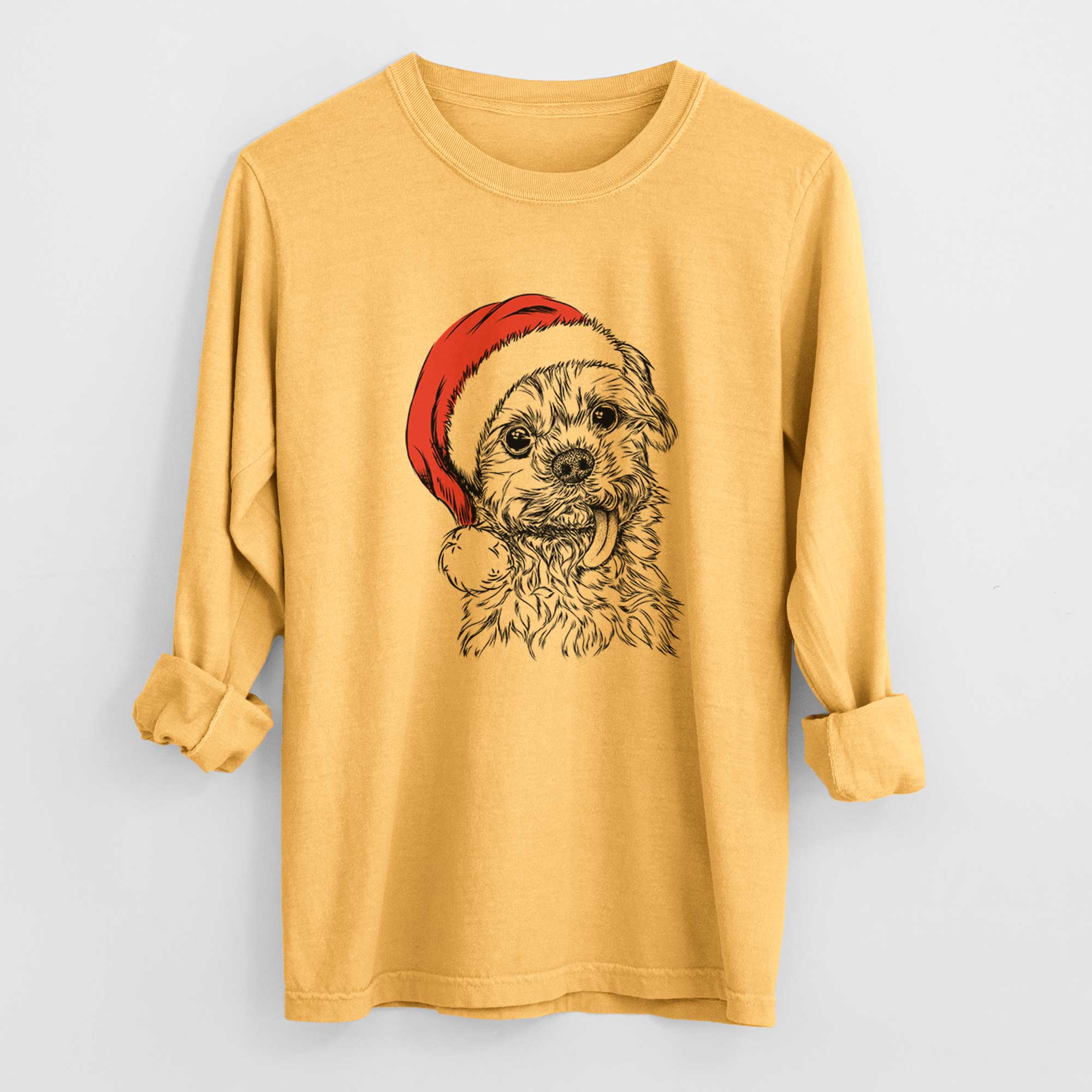 Santa Tiny Titan the Shih Tzu - Heavyweight 100% Cotton Long Sleeve