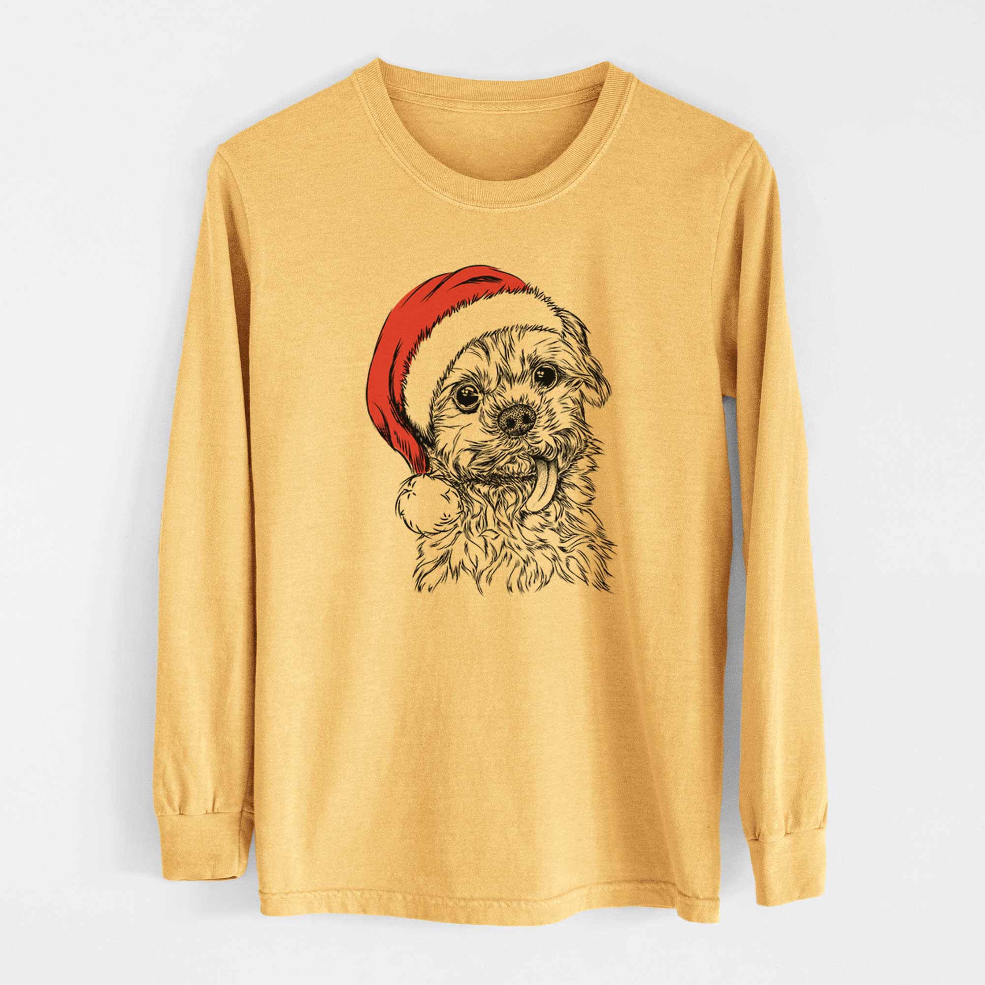 Santa Tiny Titan the Shih Tzu - Heavyweight 100% Cotton Long Sleeve