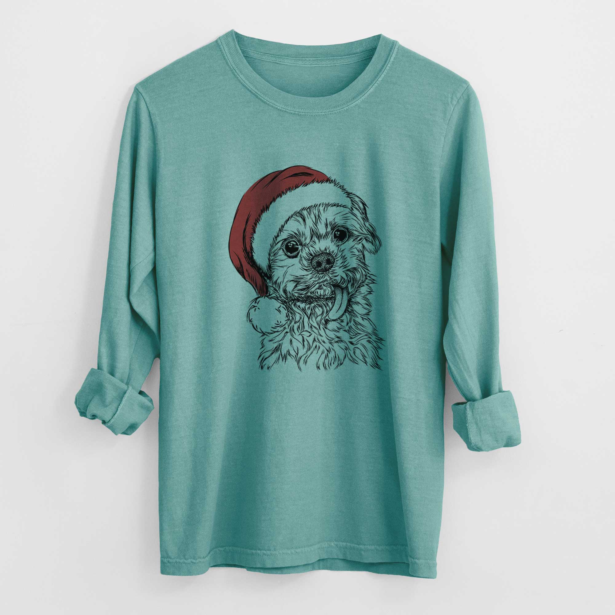 Santa Tiny Titan the Shih Tzu - Heavyweight 100% Cotton Long Sleeve