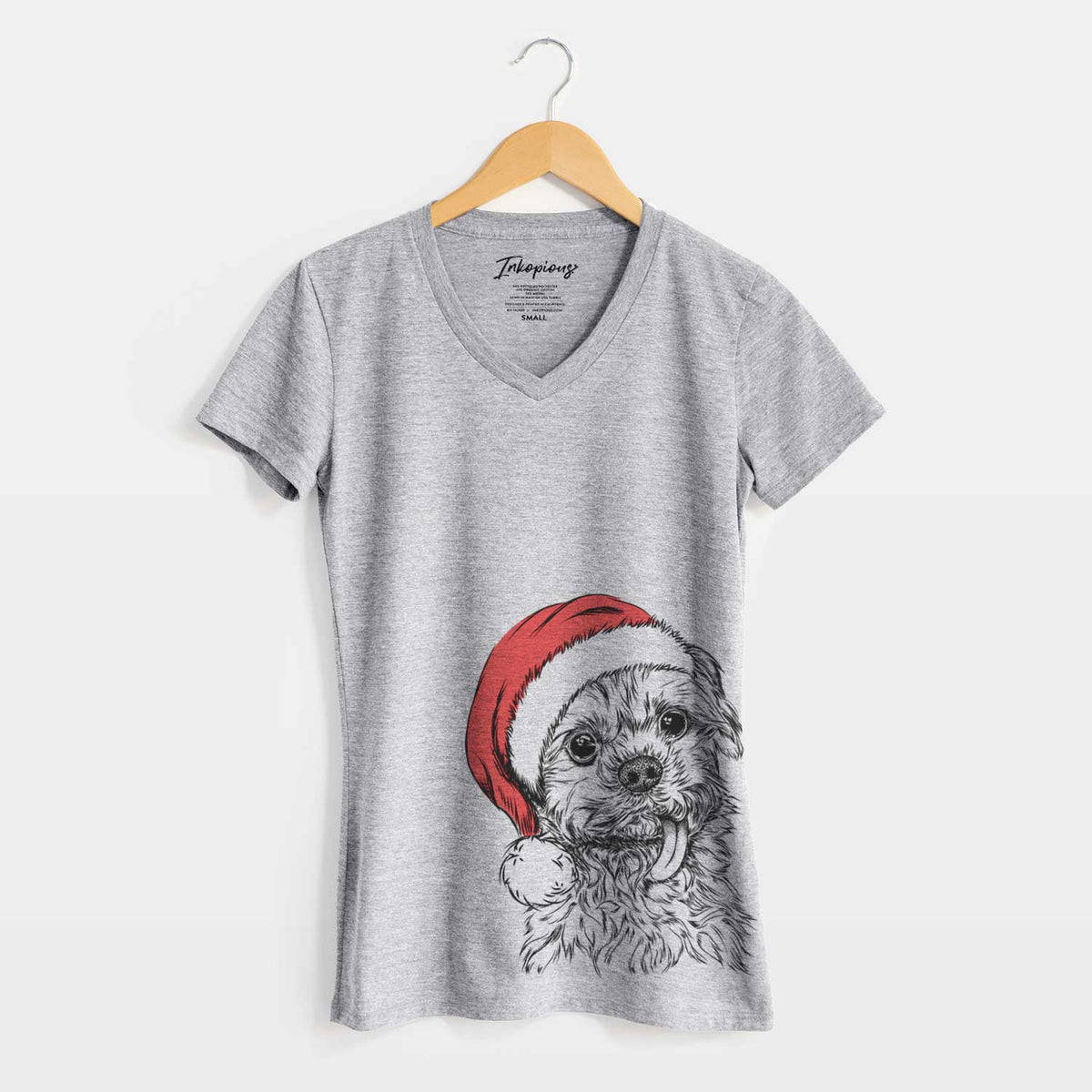 Santa Tiny Titan the Shih Tzu - Women's V-neck Shirt