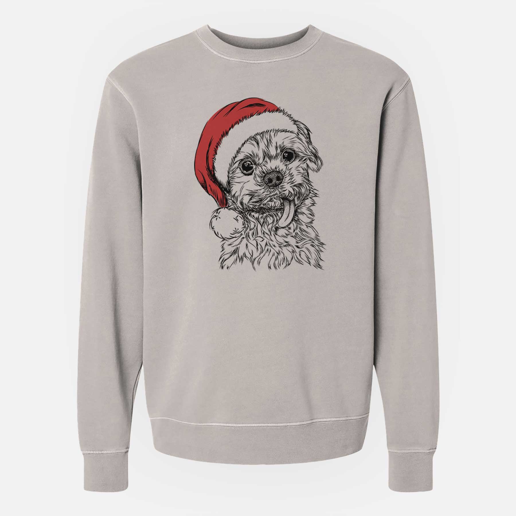 Santa Tiny Titan the Shih Tzu - Unisex Pigment Dyed Crew Sweatshirt