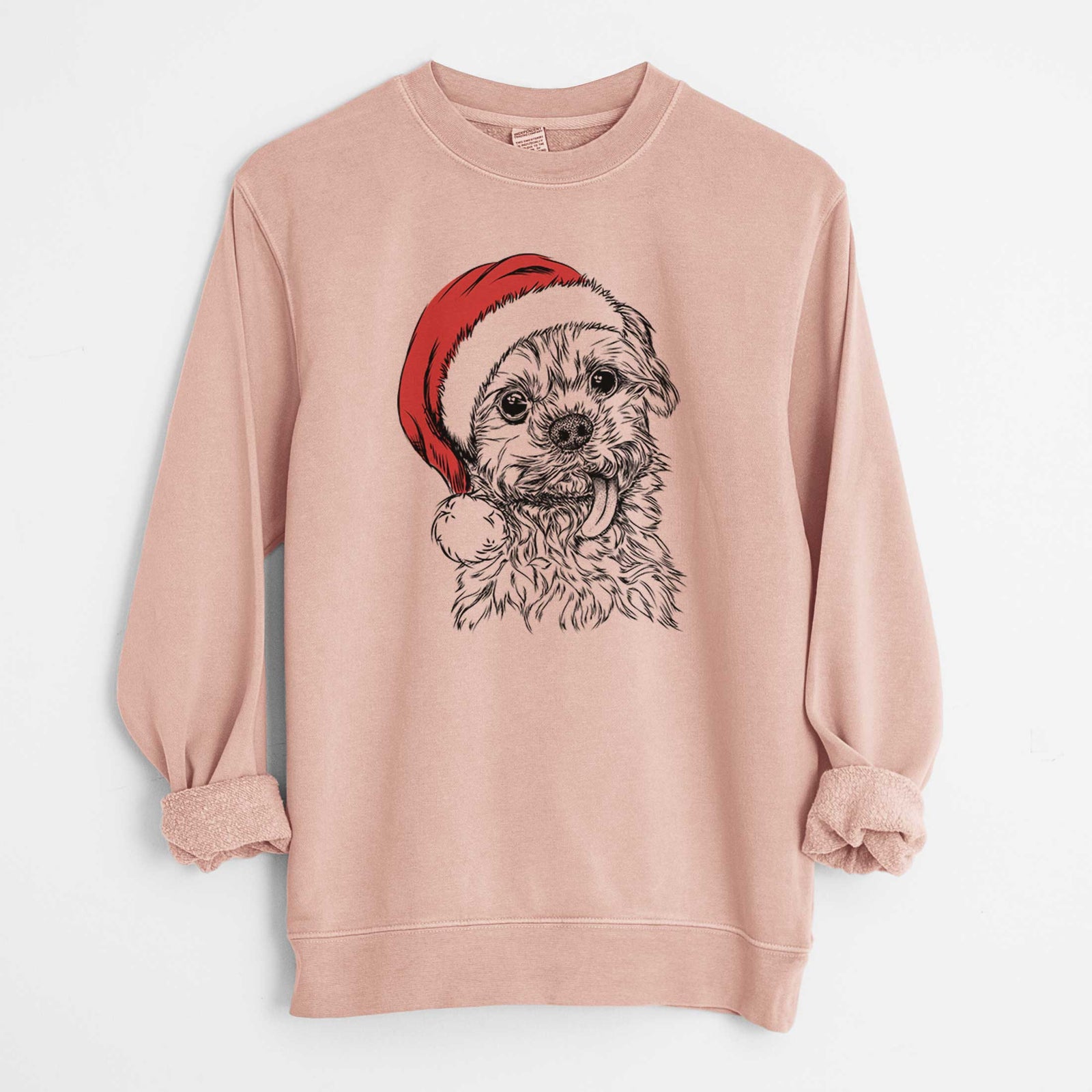 Santa Tiny Titan the Shih Tzu - Unisex Pigment Dyed Crew Sweatshirt