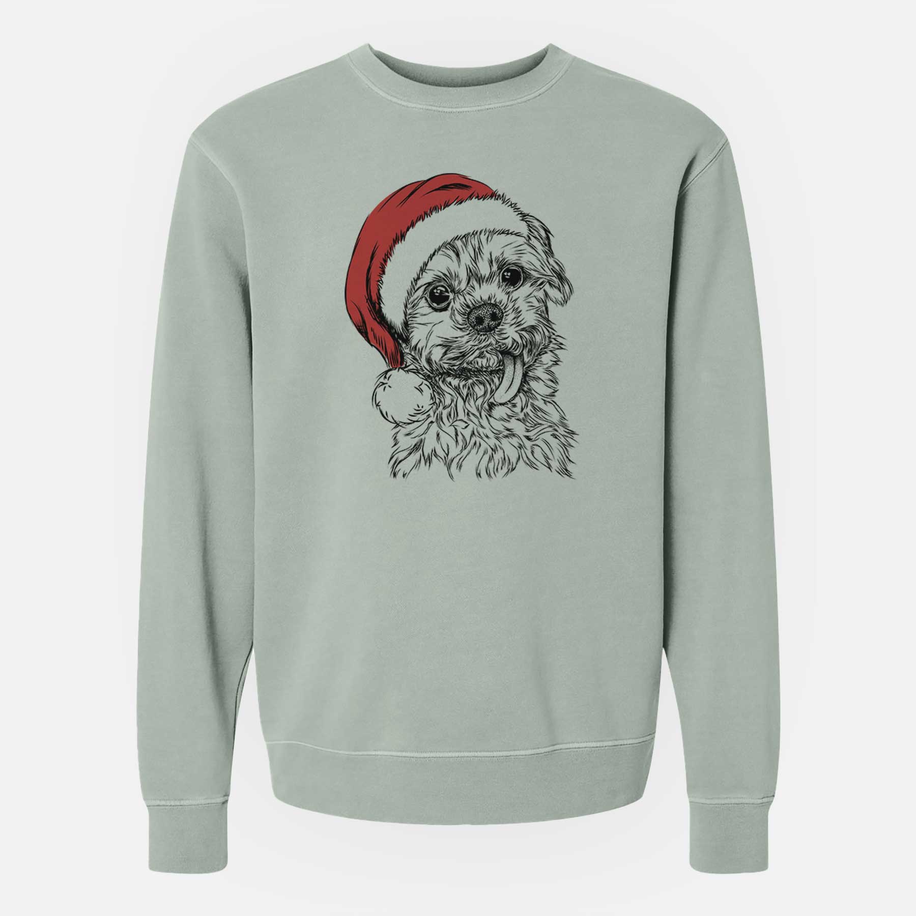 Santa Tiny Titan the Shih Tzu - Unisex Pigment Dyed Crew Sweatshirt