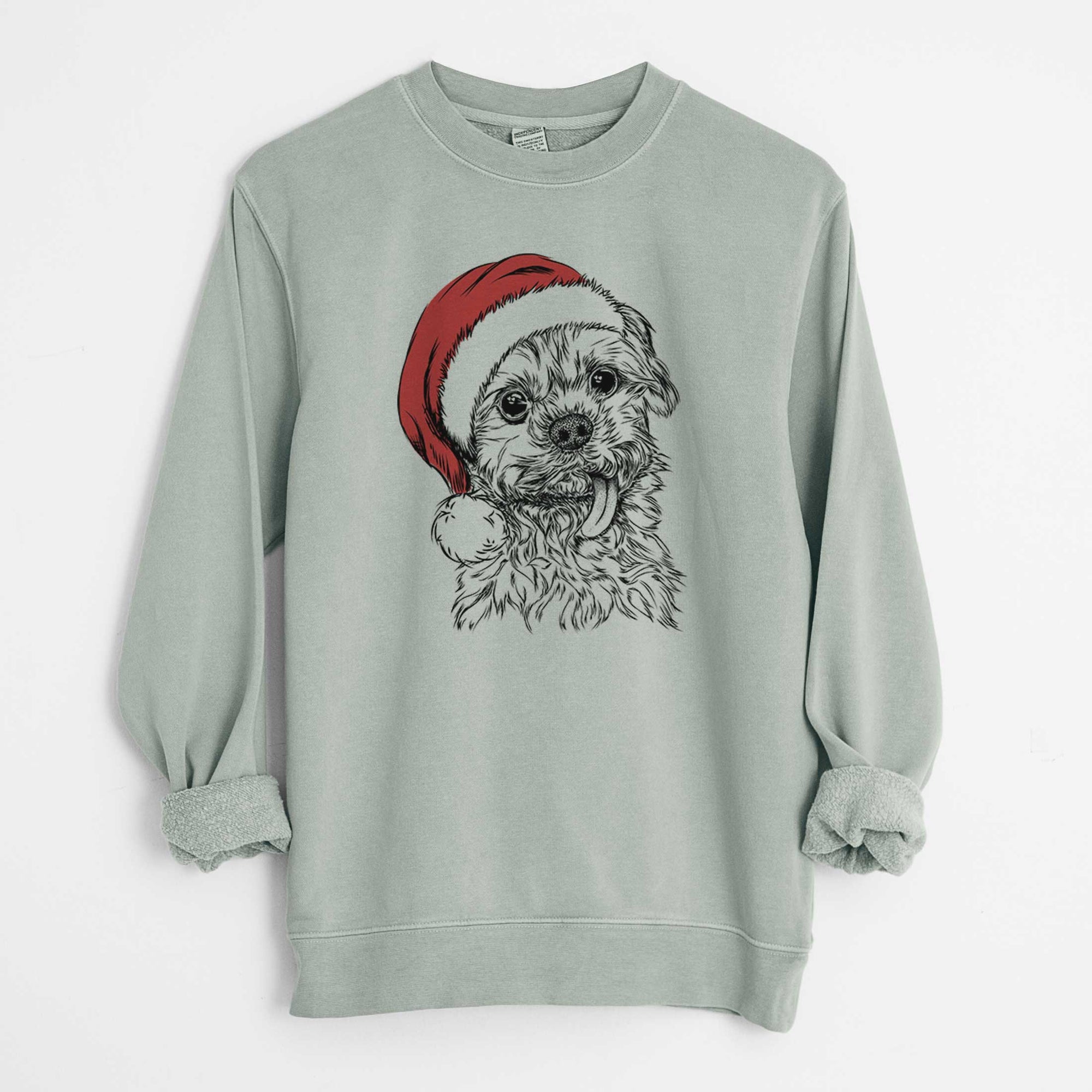 Santa Tiny Titan the Shih Tzu - Unisex Pigment Dyed Crew Sweatshirt