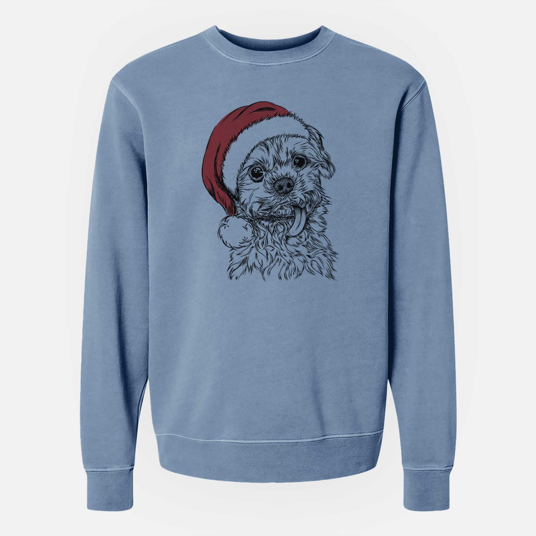 Santa Tiny Titan the Shih Tzu - Unisex Pigment Dyed Crew Sweatshirt