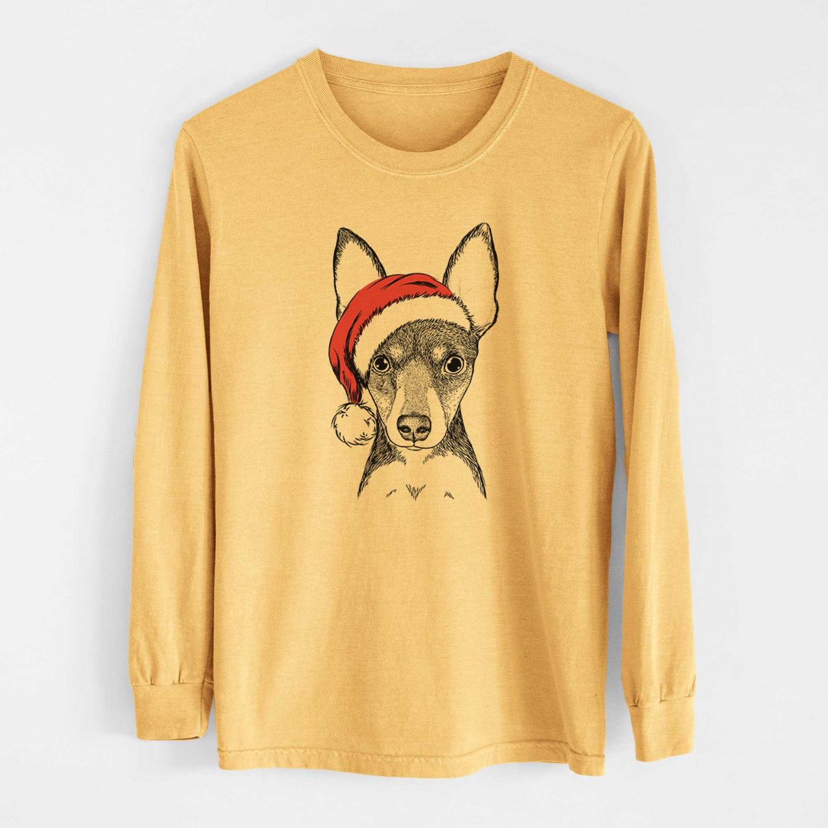 Santa Tiny the Toy Fox Terrier - Heavyweight 100% Cotton Long Sleeve
