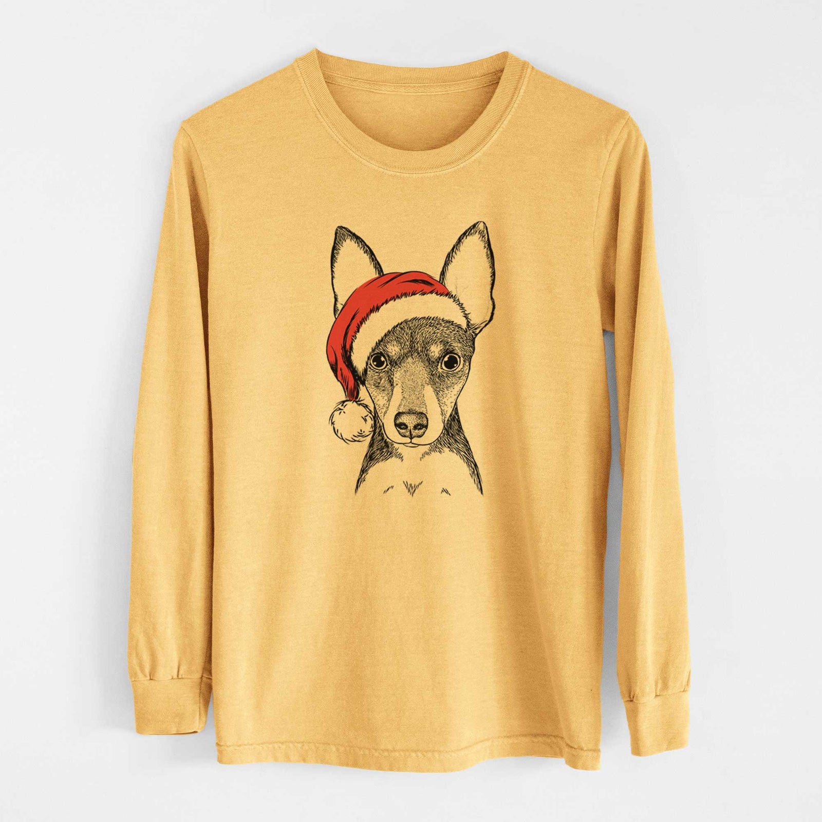 Santa Tiny the Toy Fox Terrier - Heavyweight 100% Cotton Long Sleeve