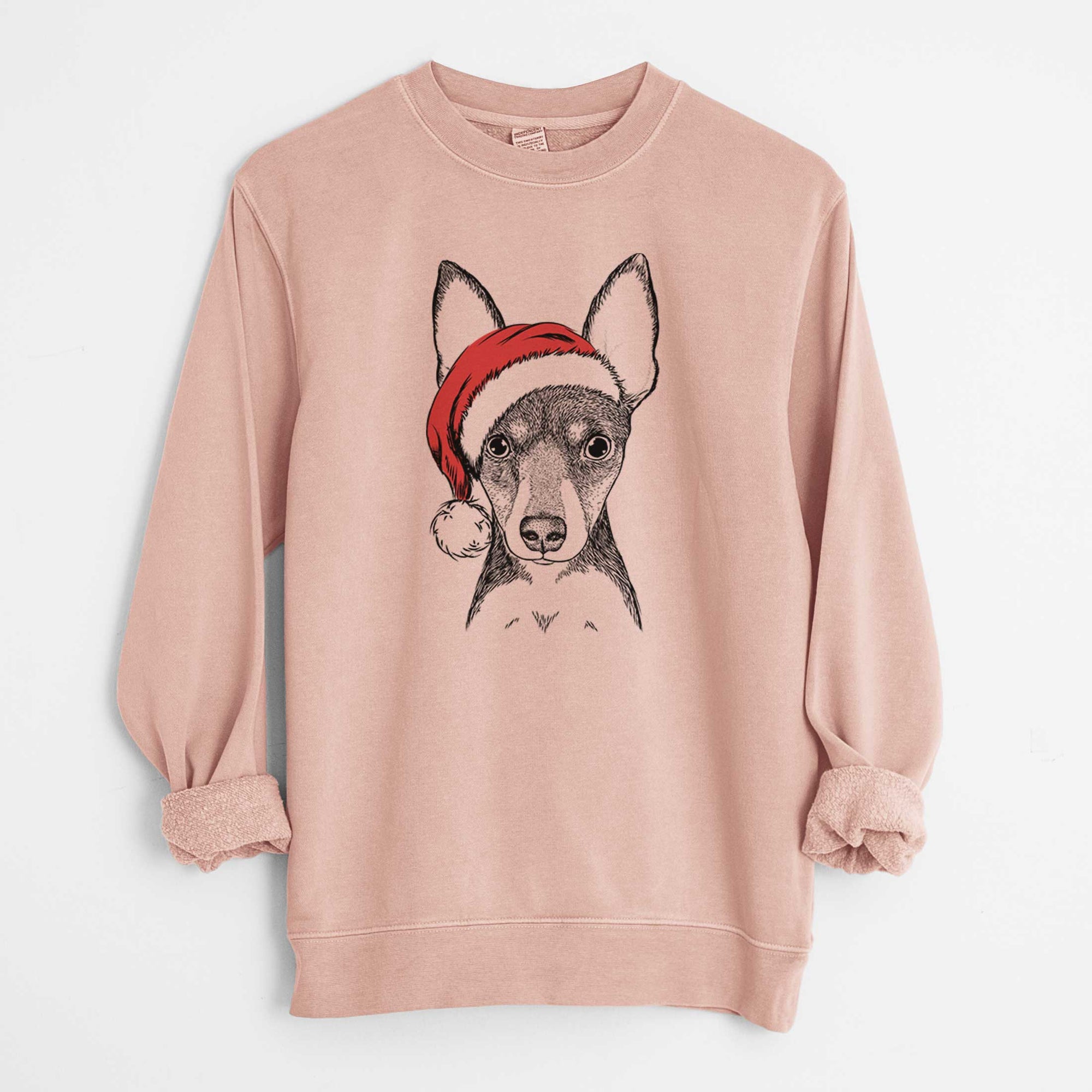 Santa Tiny the Toy Fox Terrier - Unisex Pigment Dyed Crew Sweatshirt