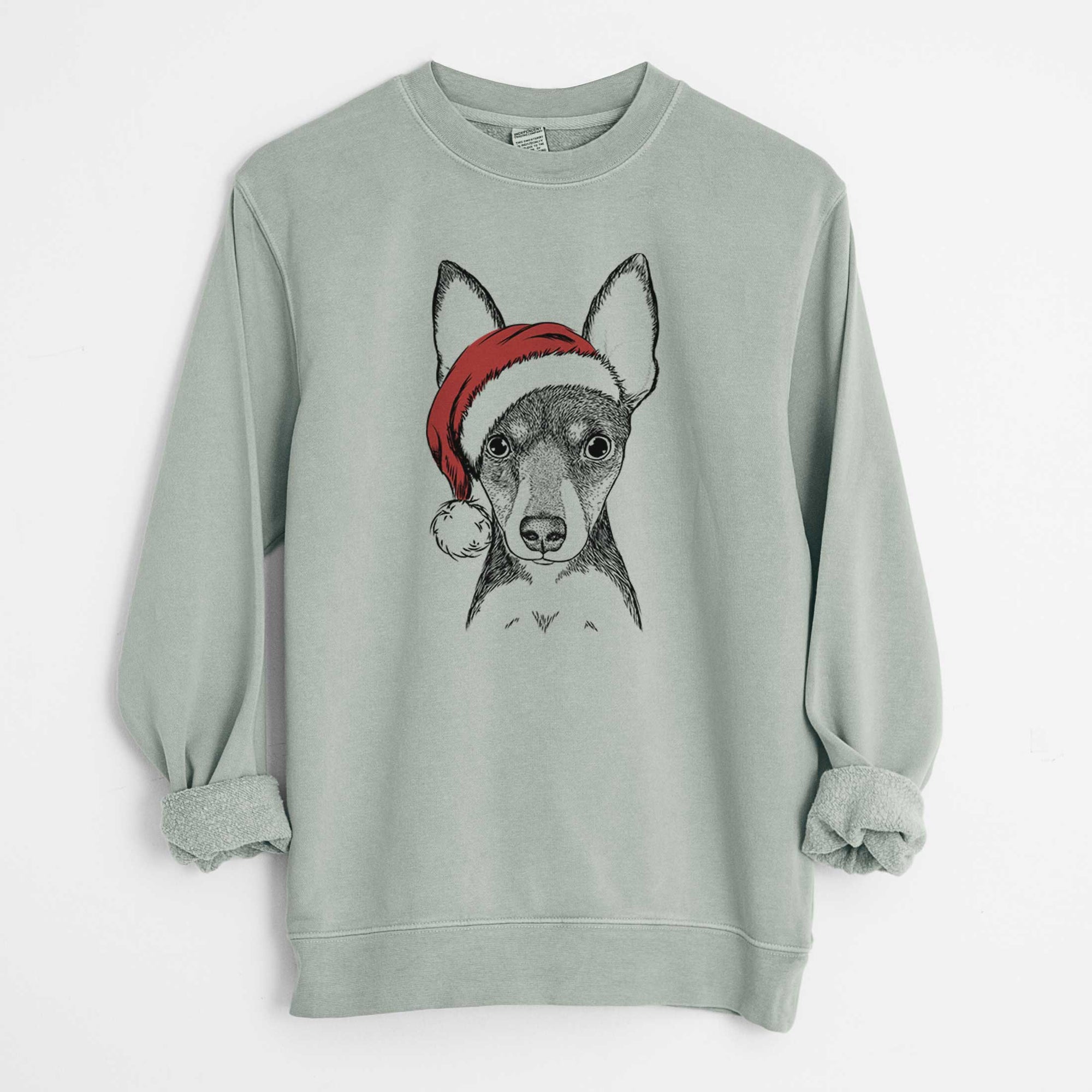 Santa Tiny the Toy Fox Terrier - Unisex Pigment Dyed Crew Sweatshirt